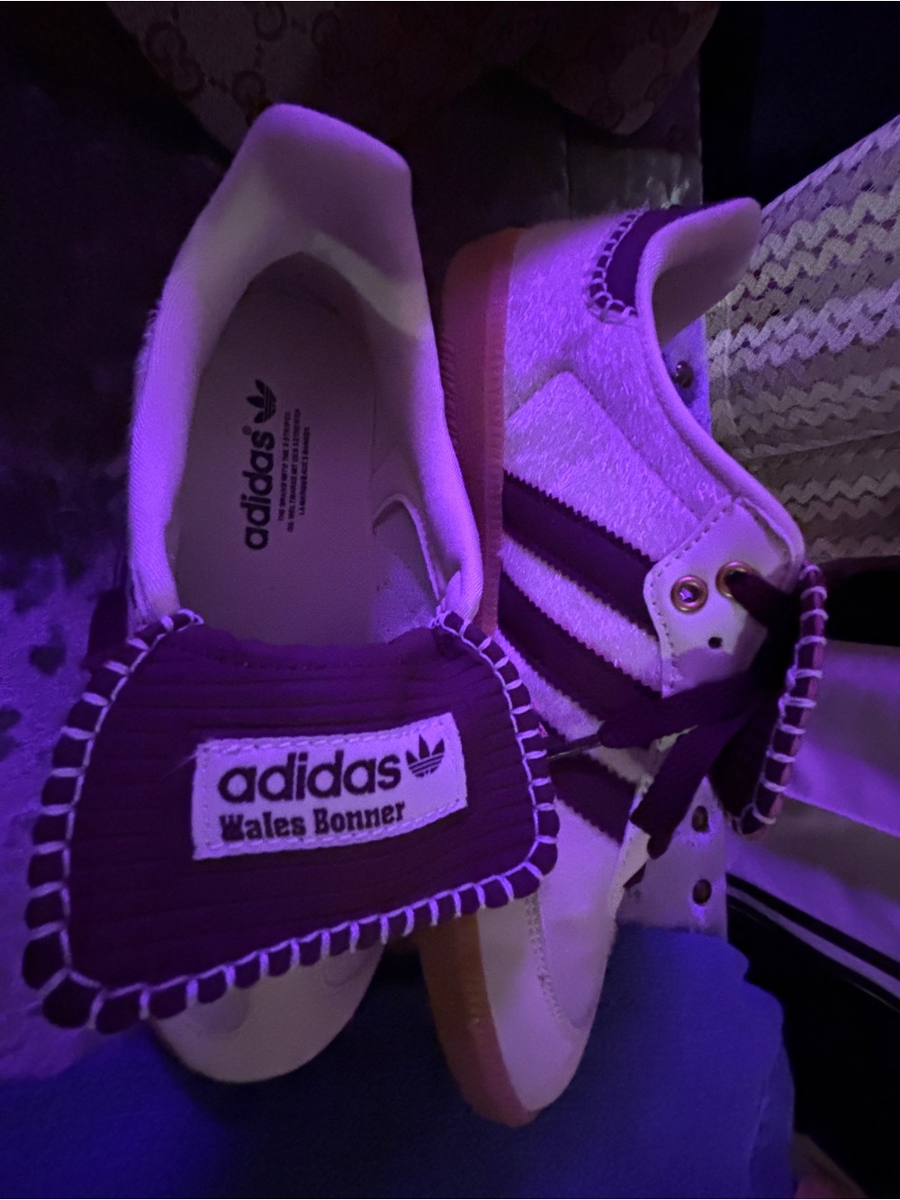 adidaso Wales Bonner Kids Sneakers in burgundy and cream